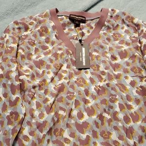 Johnston & Murphy Blouse Blue/Purple Leopard
